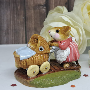 Wee Forest Folk Miniatures M-128 - Strolling with Baby (Blue) 