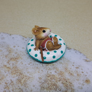 Wee Forest Folk Miniatures M-138 - Fun Float (White w/ Teal Dots)