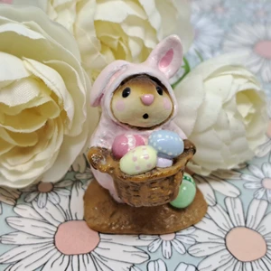 Wee Forest Folk Miniatures M-082 - Easter Bunny Mouse (Pink)