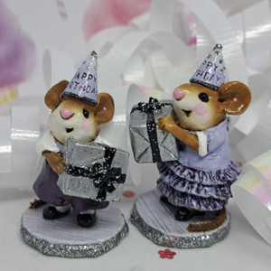 Wee Forest Folk Miniatures M-223 and M-224 - Party Boy and Girl (Plum) 
