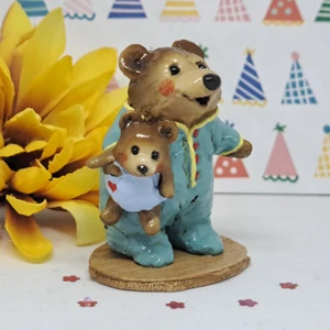 Wee Forest Folk Miniatures BB-10 - Nightie Bear (Turquoise)