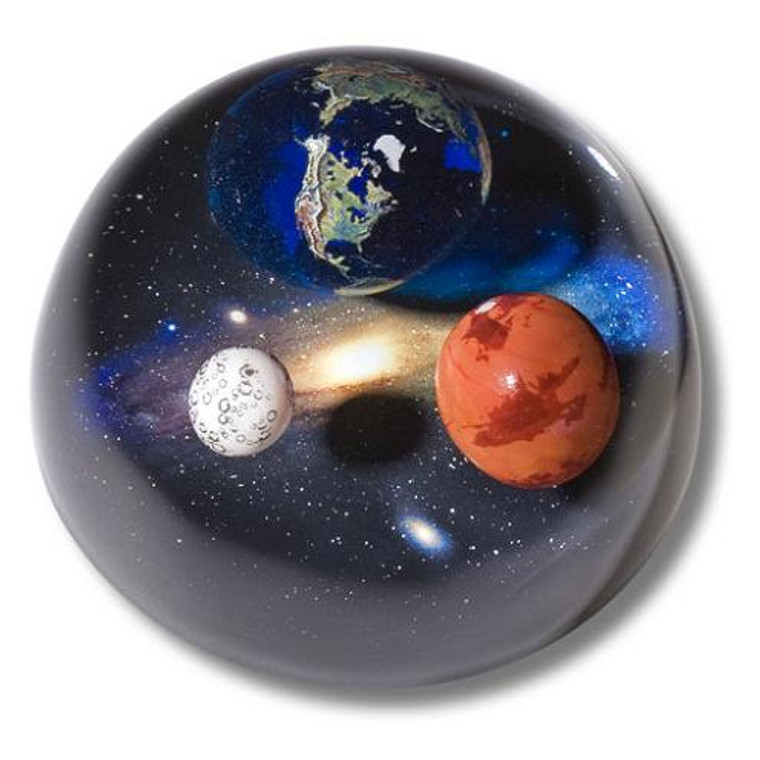 Shasta Visions Andromedome Paperweight - 4 Inch Diameter, Earth, Moon & Mars (126-1)