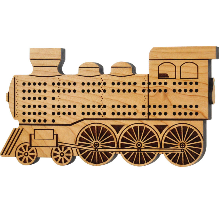 Wooden Train Engine Cribbage Board by Maple Landmark 50525