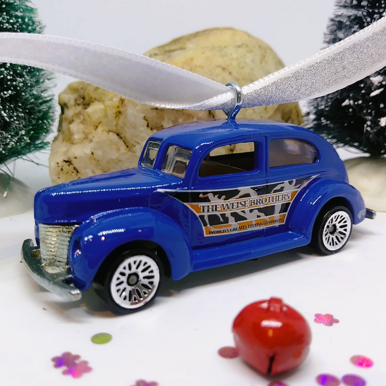 1940's Ford Car Ornament with Flying Gymnast Circus Graphics