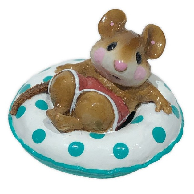 Wee Forest Folk Miniatures M-138 - Fun Float (White w/ Teal Dots) 