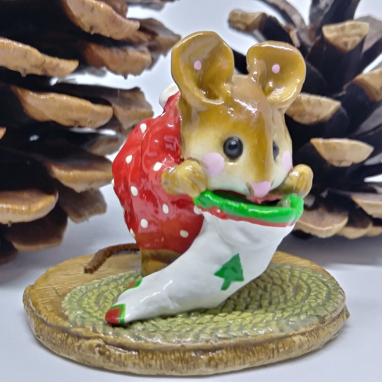 Wee Forest Folk Miniatures M-142 - Chris-Mouse Stocking (Red/White)