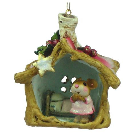 Wee Forest Folk Christmas Ornament CO-8 - A Little Christmas House (Pink Dress)

