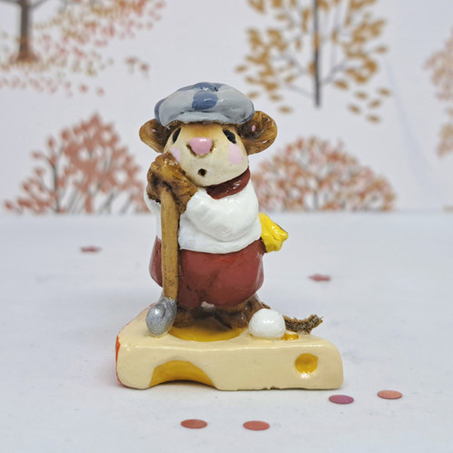 Wee forest folk ゴルファー Wee Forest Folk Miniatures MS-10 - Golfer Mouse (White