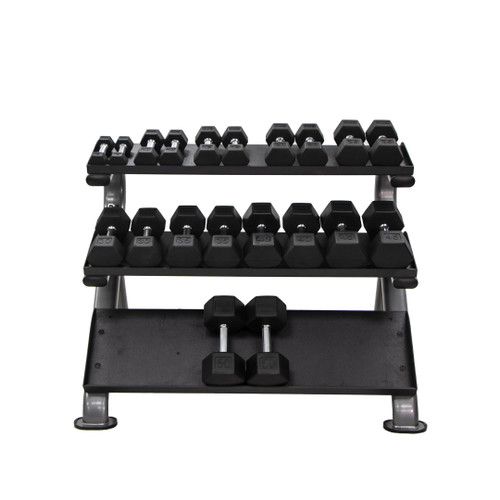 TKO Sports 5-50 lb. Tri-Grip Rubber Hex Dumbbell Set