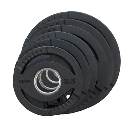 TKO Olympic 255 lb. Rubber Dual Grip Plate Set- (LOCAL PICKUP ONLY)