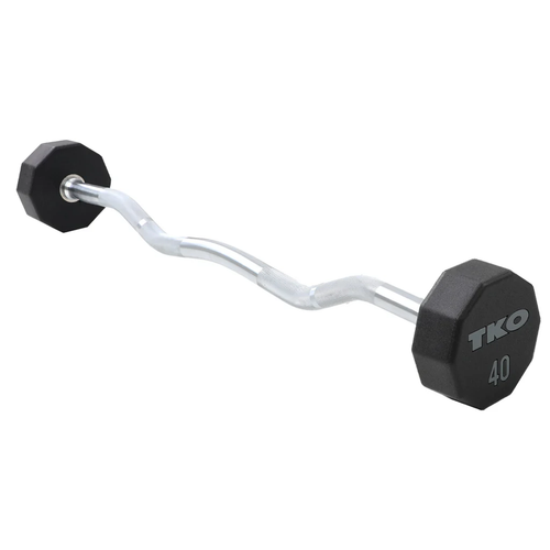 TKO 20-110 lb. 10-Sided Fixed Urethane Curl Barbells w/ 10 Set Rack
