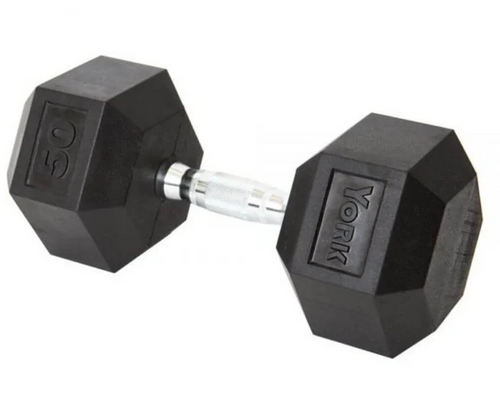 York Barbell 5-50 lb. Rubber Hex Dumbbell Set