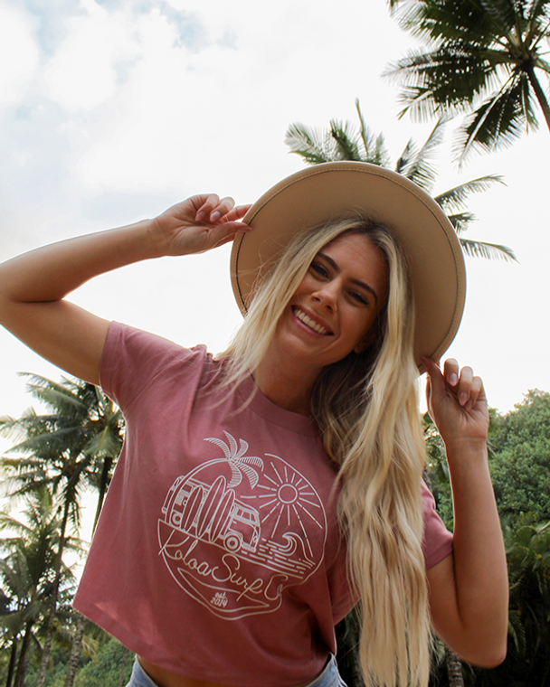 Koloa Cruisin' Crop Tee- Rose