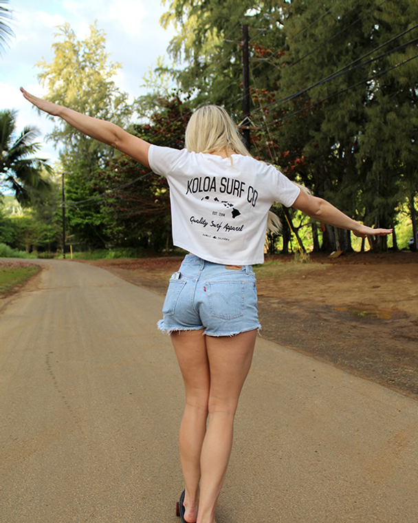 Koloa Islands Crop Tee - White