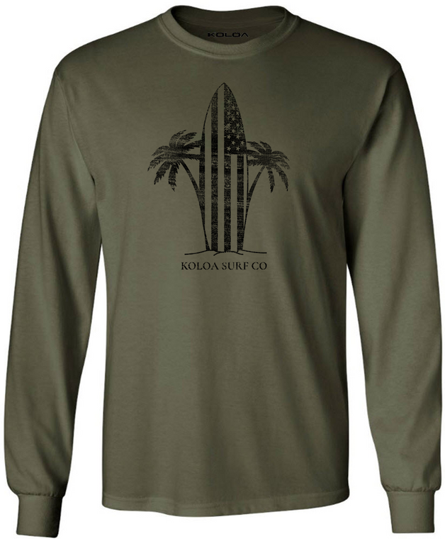 Koloa Retro USA Surfboard Long Sleeve T-Shirt