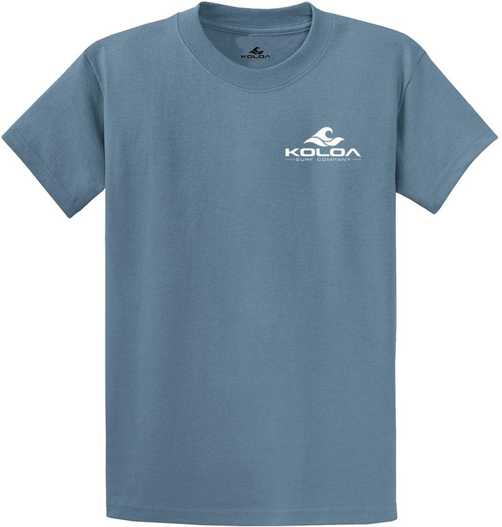 Koloa Classic 2-Sided Wave Heavyweight T-Shirt - Stone Blue/White logo