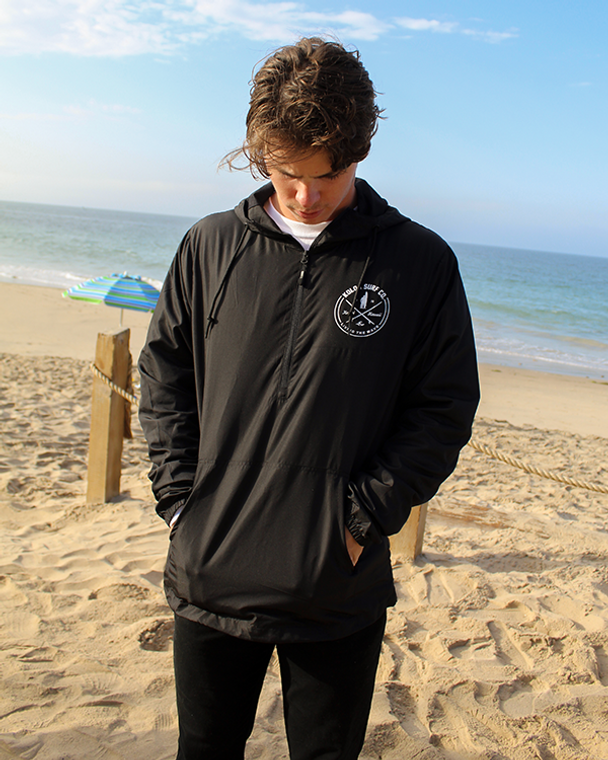 Black- Koloa Looking For Waves Quarter-Zip Water Resistant Windbreaker