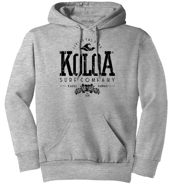 Koloa Hawaiian Flowers Youth Hoodie - Athletic Heather