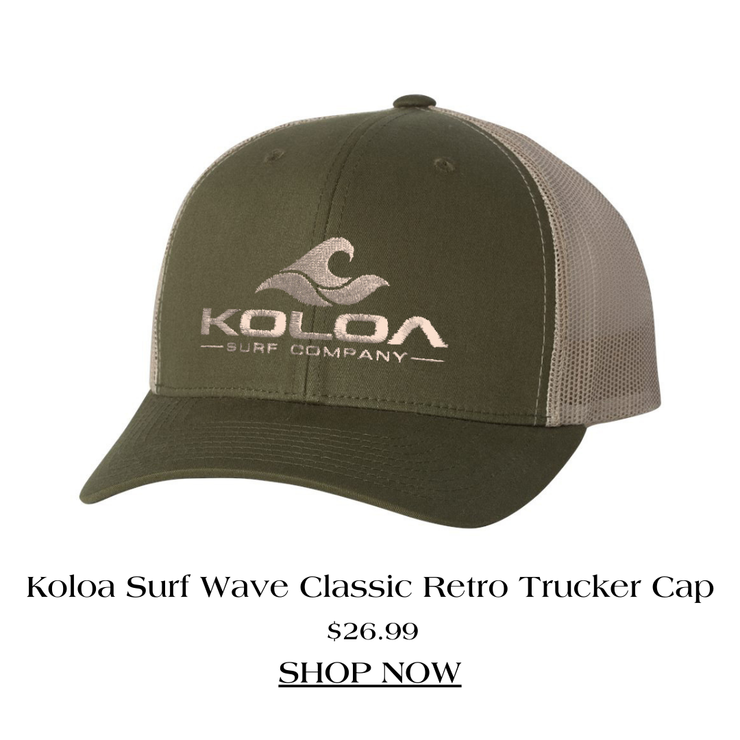  "Koloa Surf Wave Classic Retro Trucker Cap: Ride the waves of nostalgia with this iconic trucker cap, featuring a timeless design for surf enthusiasts."