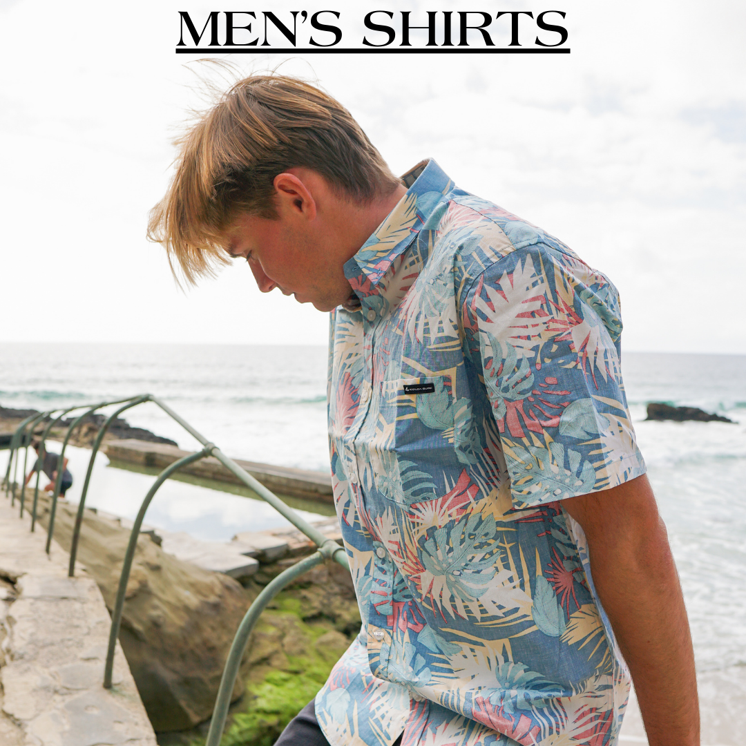 Koloa Surf Company men's premium button shirts. These Hawaiian inspired shirts are a great added piece to your wardrobe.