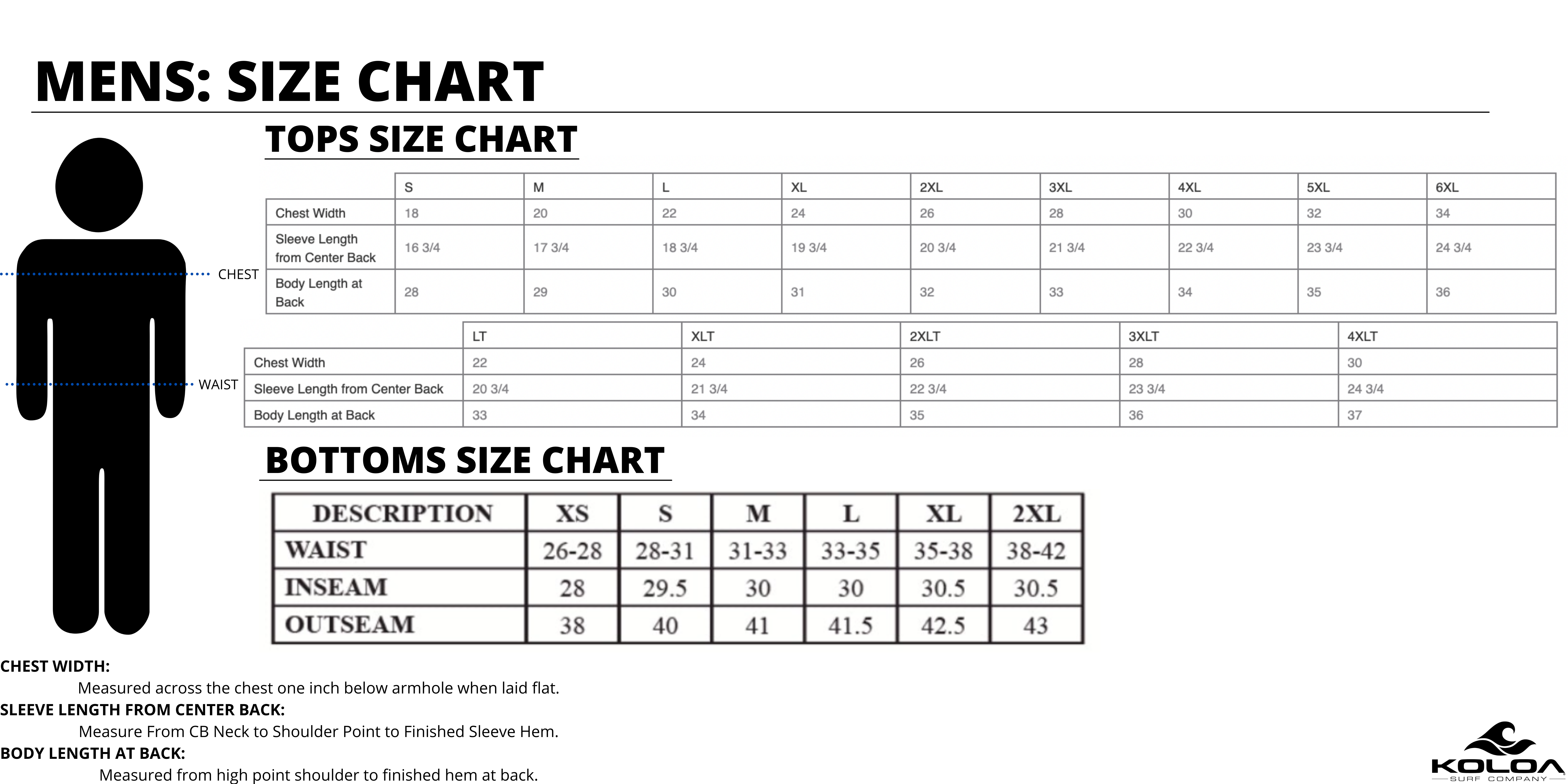 KOLOA SURF SIZE CHART