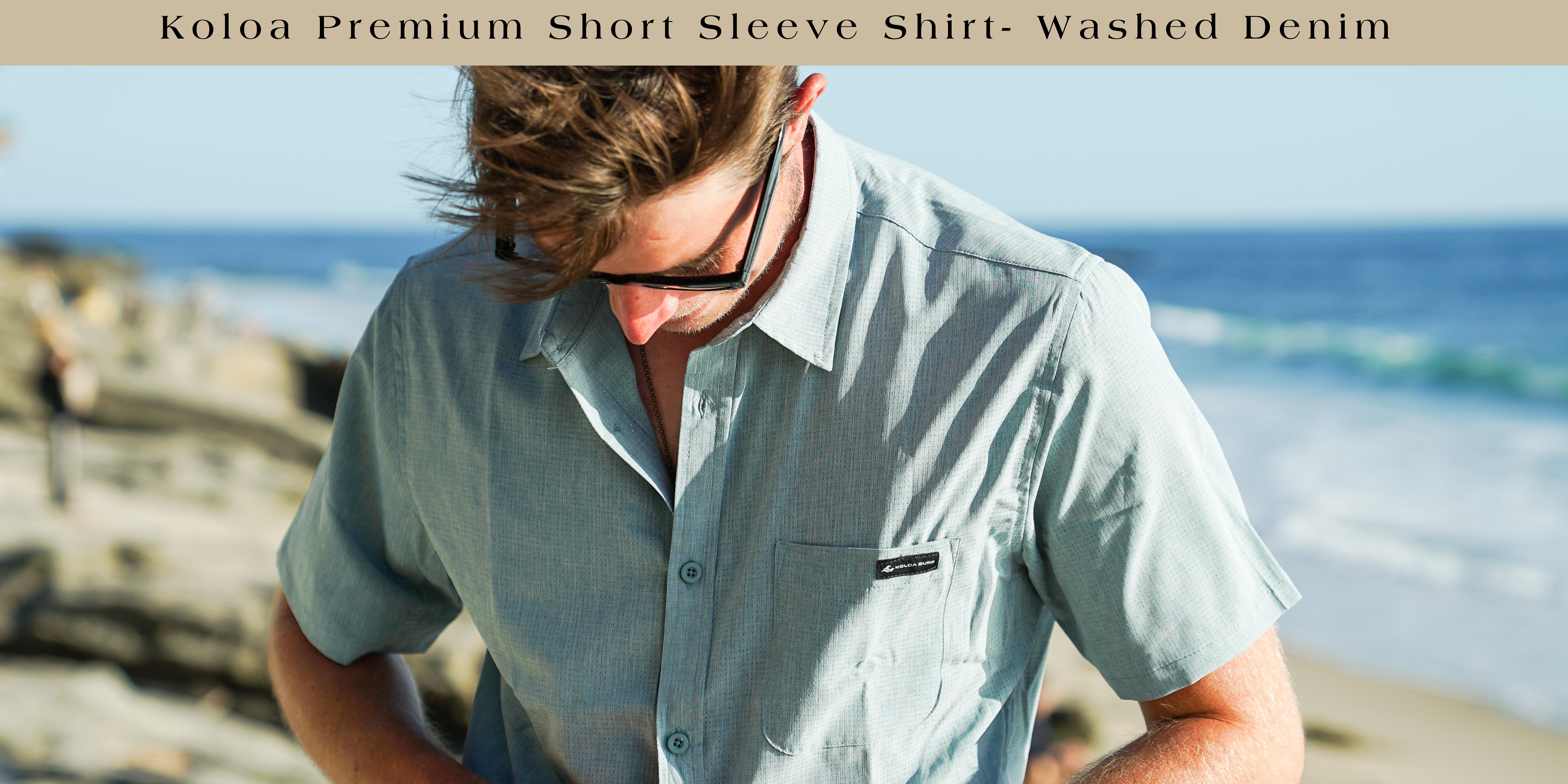 Koloa Premium Short Sleeve Shirt- Washed Denim 