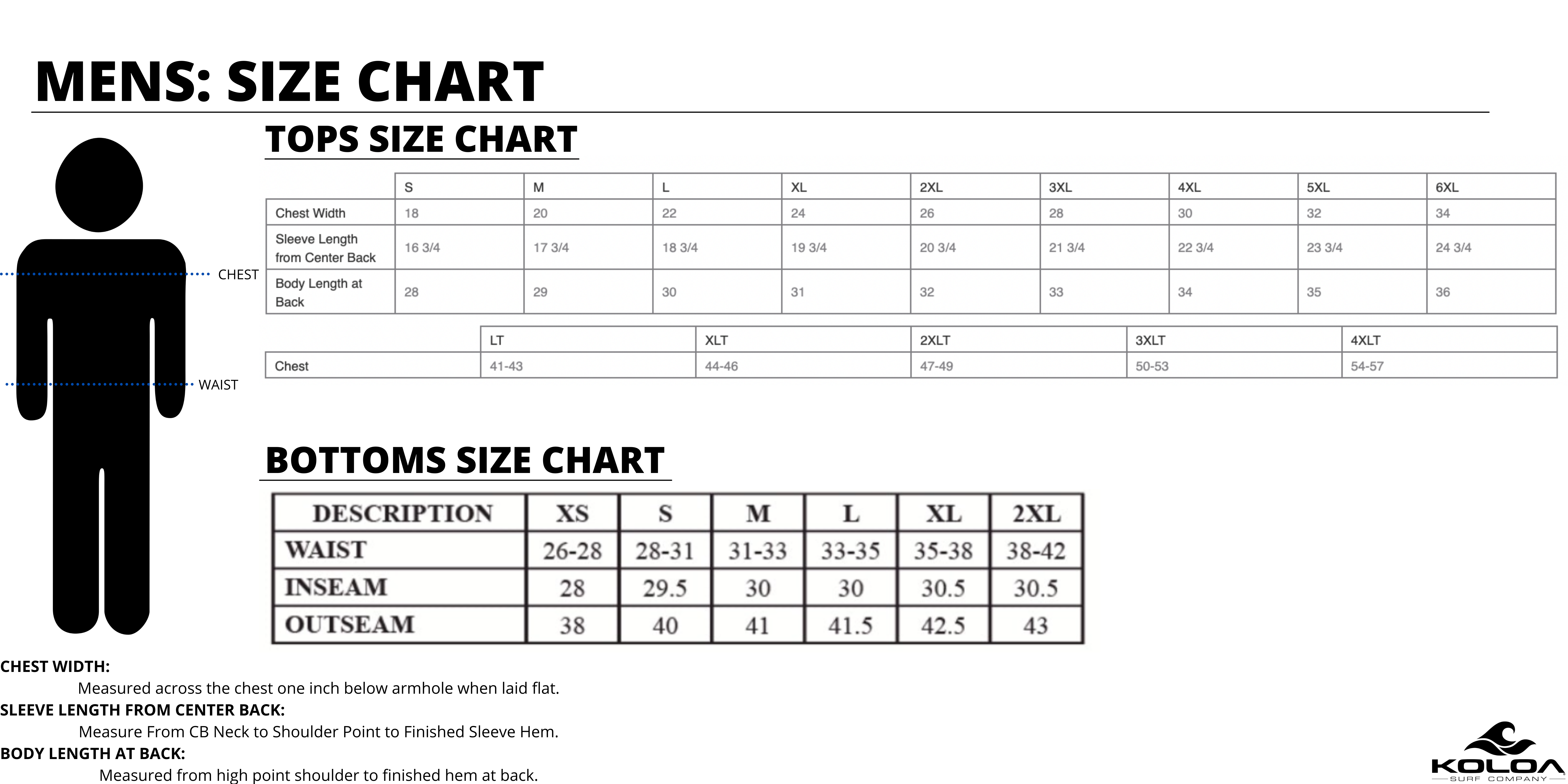 Size Chart | Koloa Surf Company