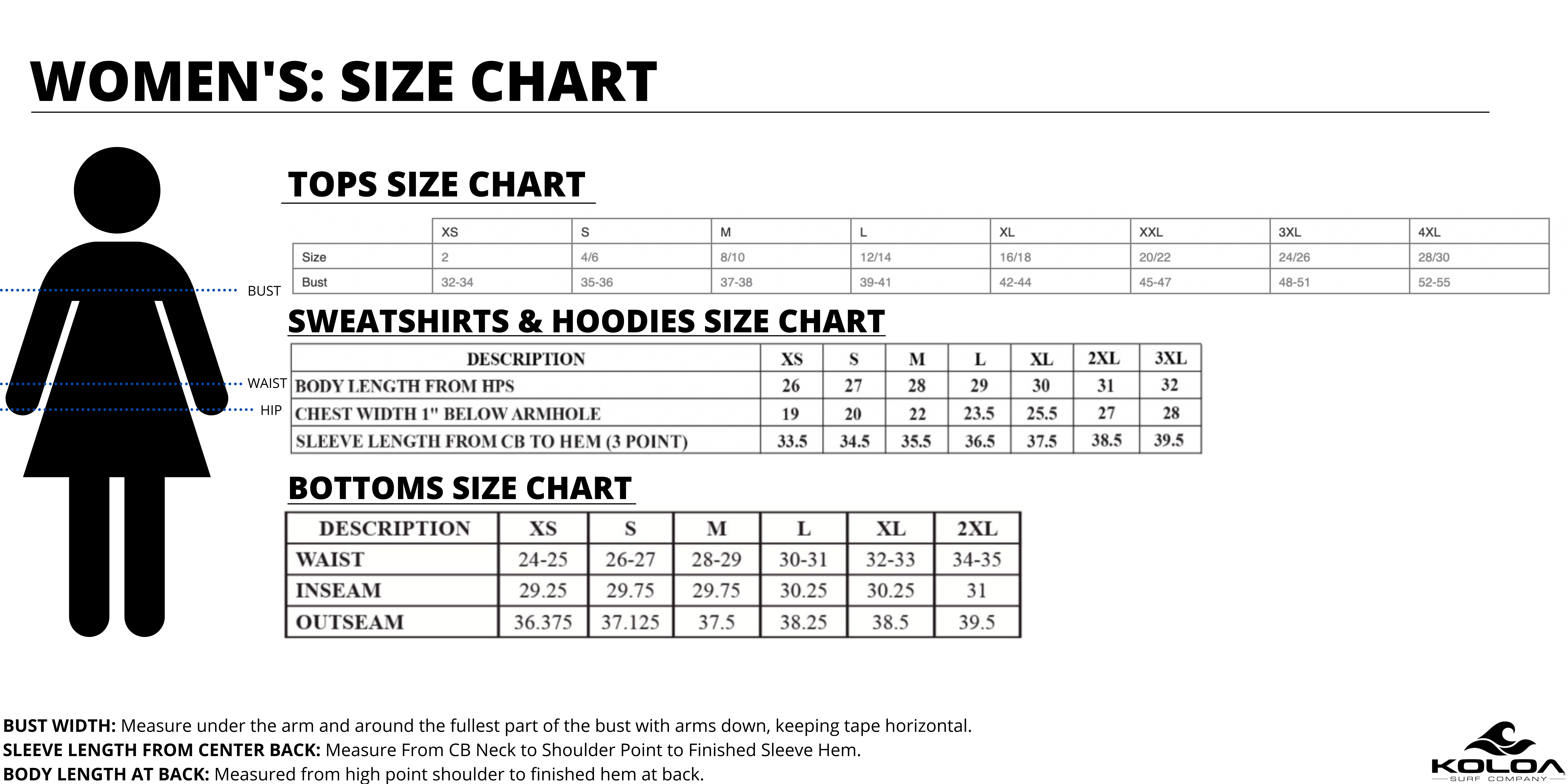 Size Chart  Koloa Surf Company