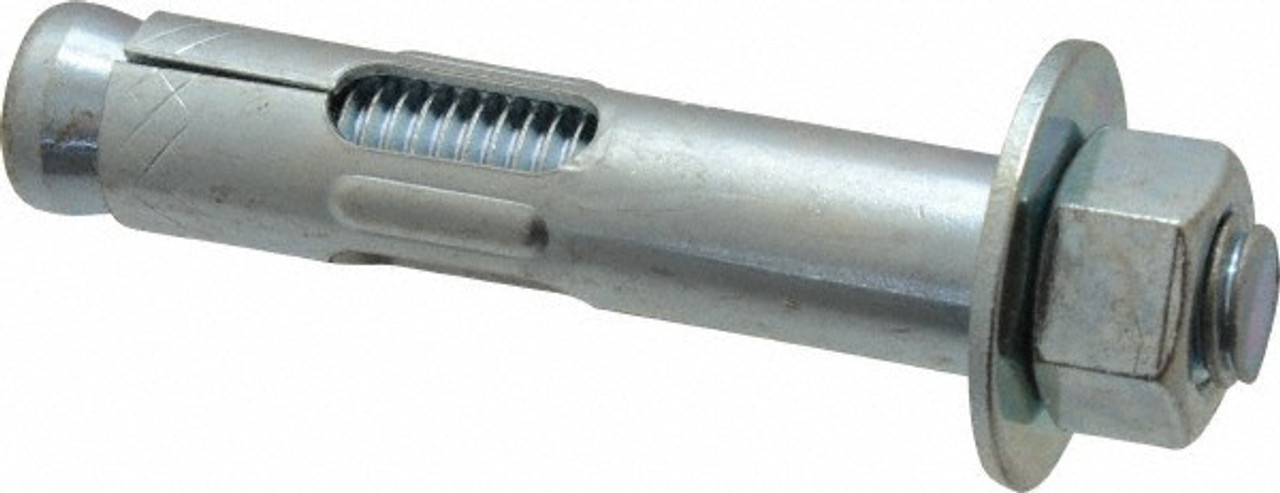 Hex Nut Sleeve Anchors feature an expandable sleeve over a threaded bolt, with a nut and washer.