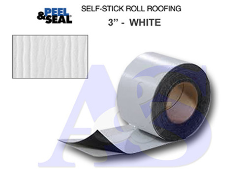 Peel seal self stick roll roofing white 3"