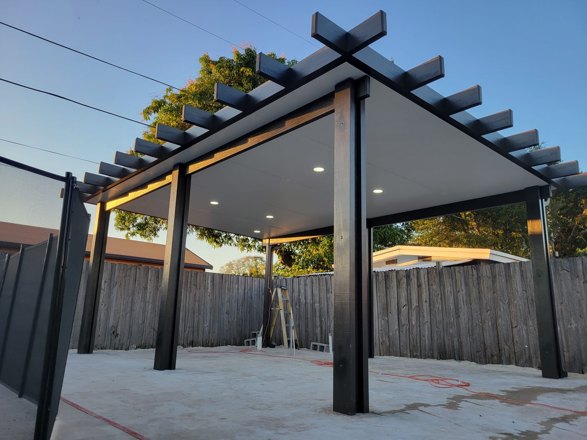 Insulated Panel Roof aluminum beams with decorative aluminum end caps 