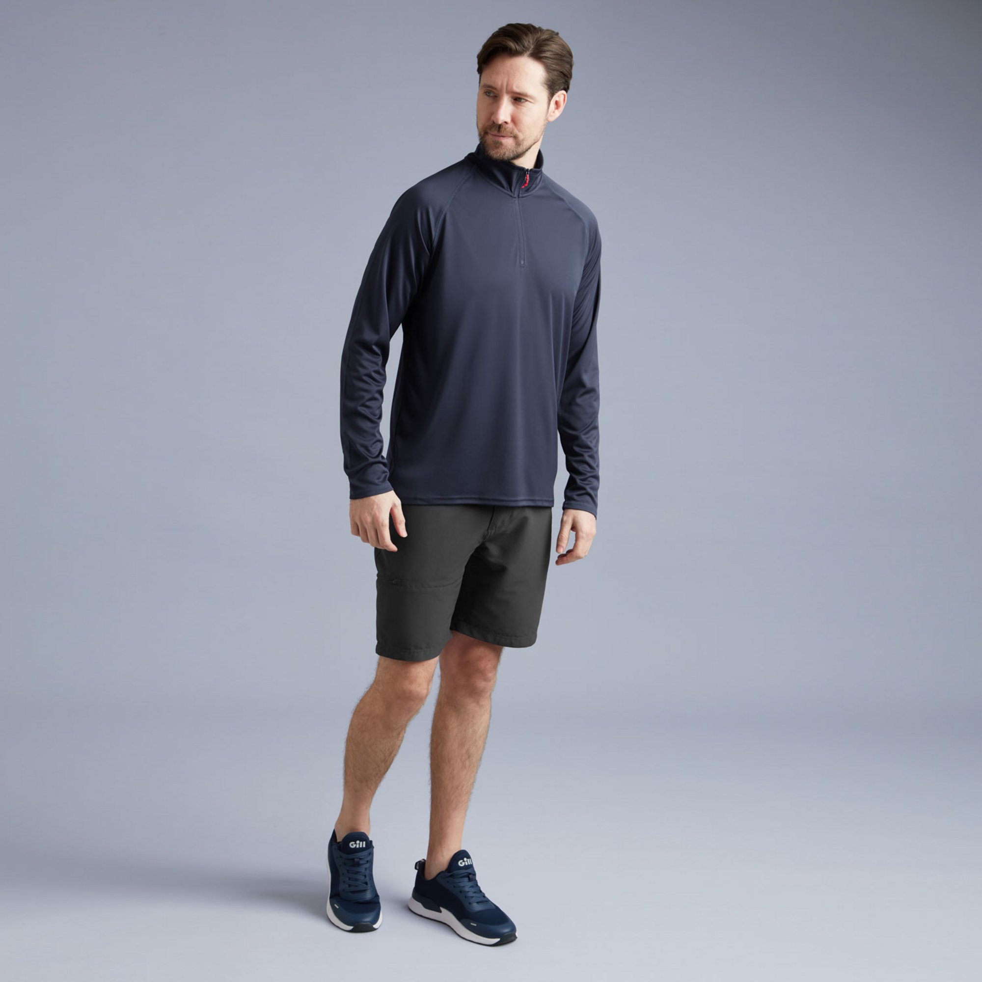 T-shirt manches longues UV Tec homme avec col zippé - UV009_NAV06_Full_Length.jpg