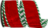 Striped Ticking Plush Velvet Deluxe Wired Edge Ribbon - 5 Yards