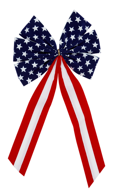 Patriotic Bow-Star Bow & Red/White/Red Tail - 6 Loop - Large Size - (2 Pack)