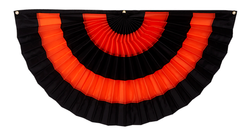 Halloween Cotton Pleated Fan - Black/Orange/Black/Orange/Black - 12" x 24"