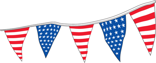 12" X 18" Stars and Stripes Pennant Streamers - 60 Feet