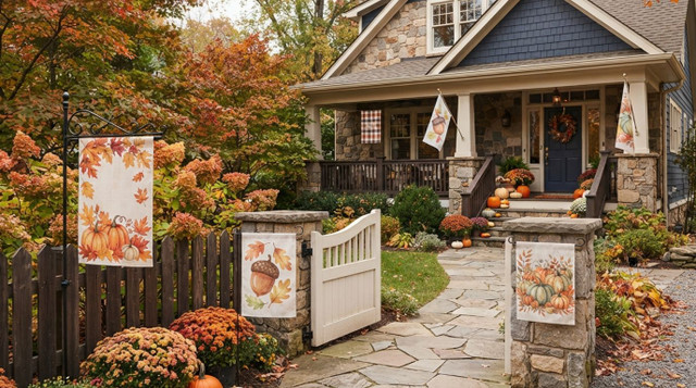 Fall Flag Ideas for Your Yard: Fences, Gates, Railings and Walkway Columns