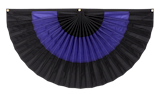 3 stripe black and purple mourning funeral pleated fan flag bunting