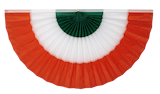 3 stripe green, white, and orange St. Patrick's Day themed pleated fan flag bunting