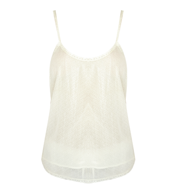 Otto D'ame Sheer Lace Cami in White