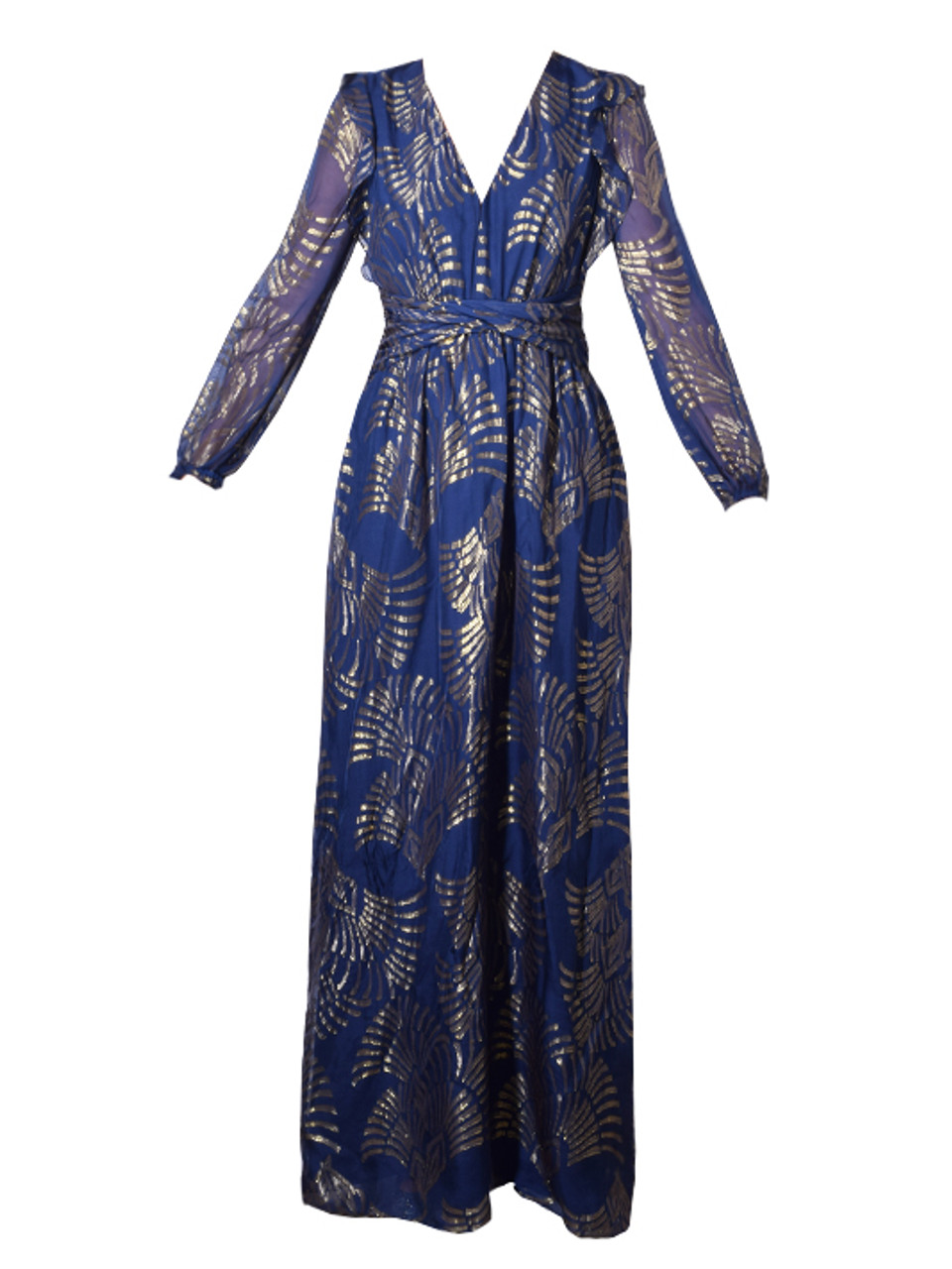 Rachel Zoe Lennon Maxi Dress In Royal Blue/Gold