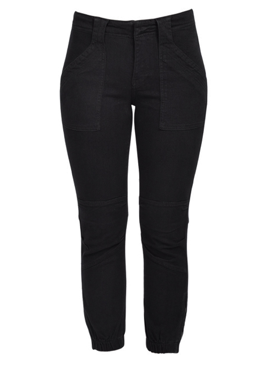 FRAME Banded Bottom Trapunto Pant in Black