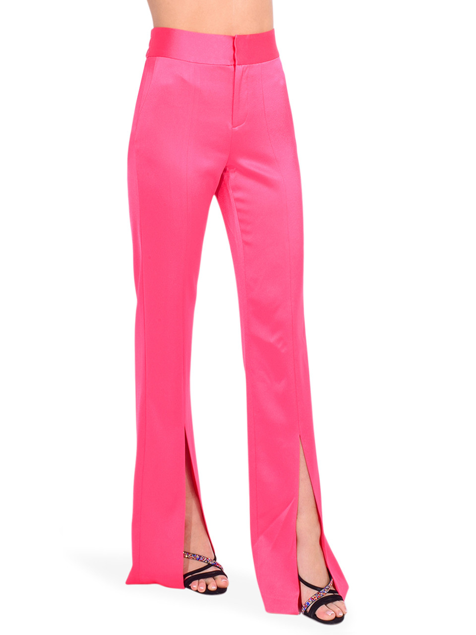 Alice + Olivia Jody High Waisted Front Slit Pant in Candy Pink