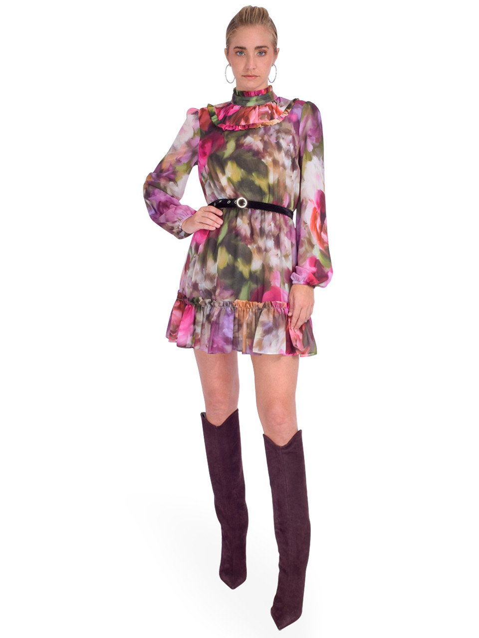 LTD Alex Romantic Mini Dress in Portrait Blooms