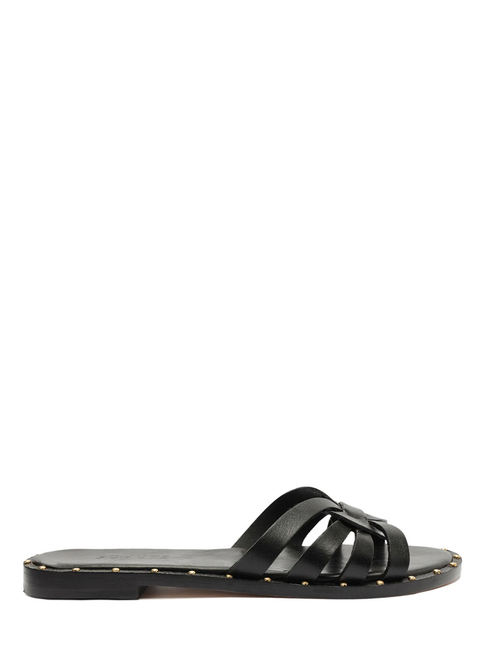 SCHUTZ Phoenix Flat Leather Sandal in Black - Main Image