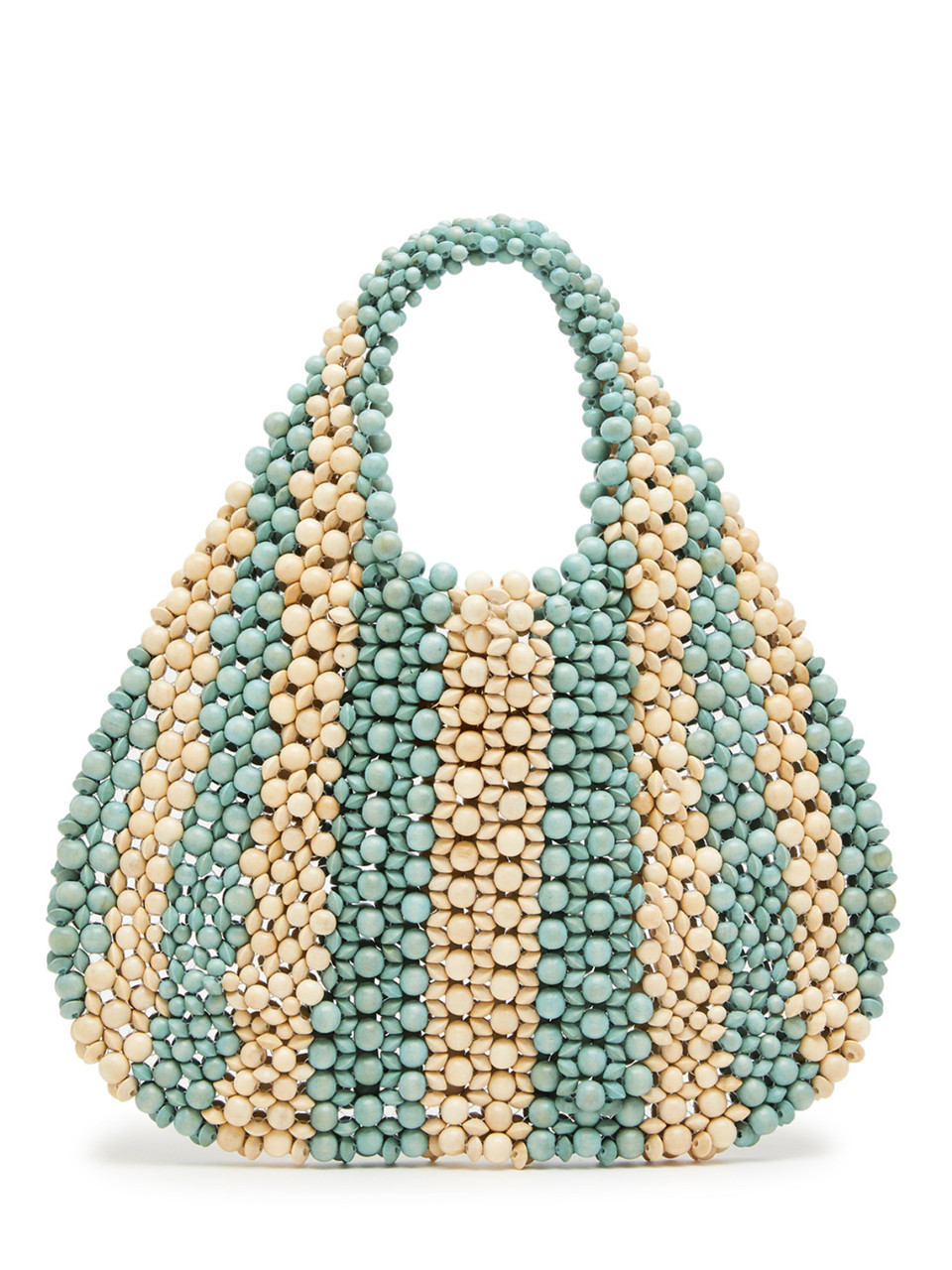 ARANAZ Luha Striped Beaded Bag in Blue/ Cream