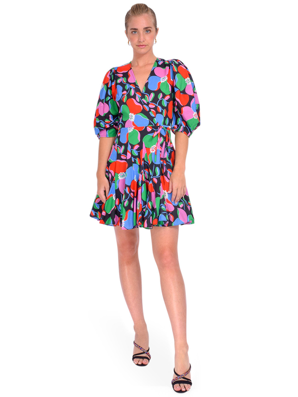 Claudine Mini Wrap Dress in Ink Martinique