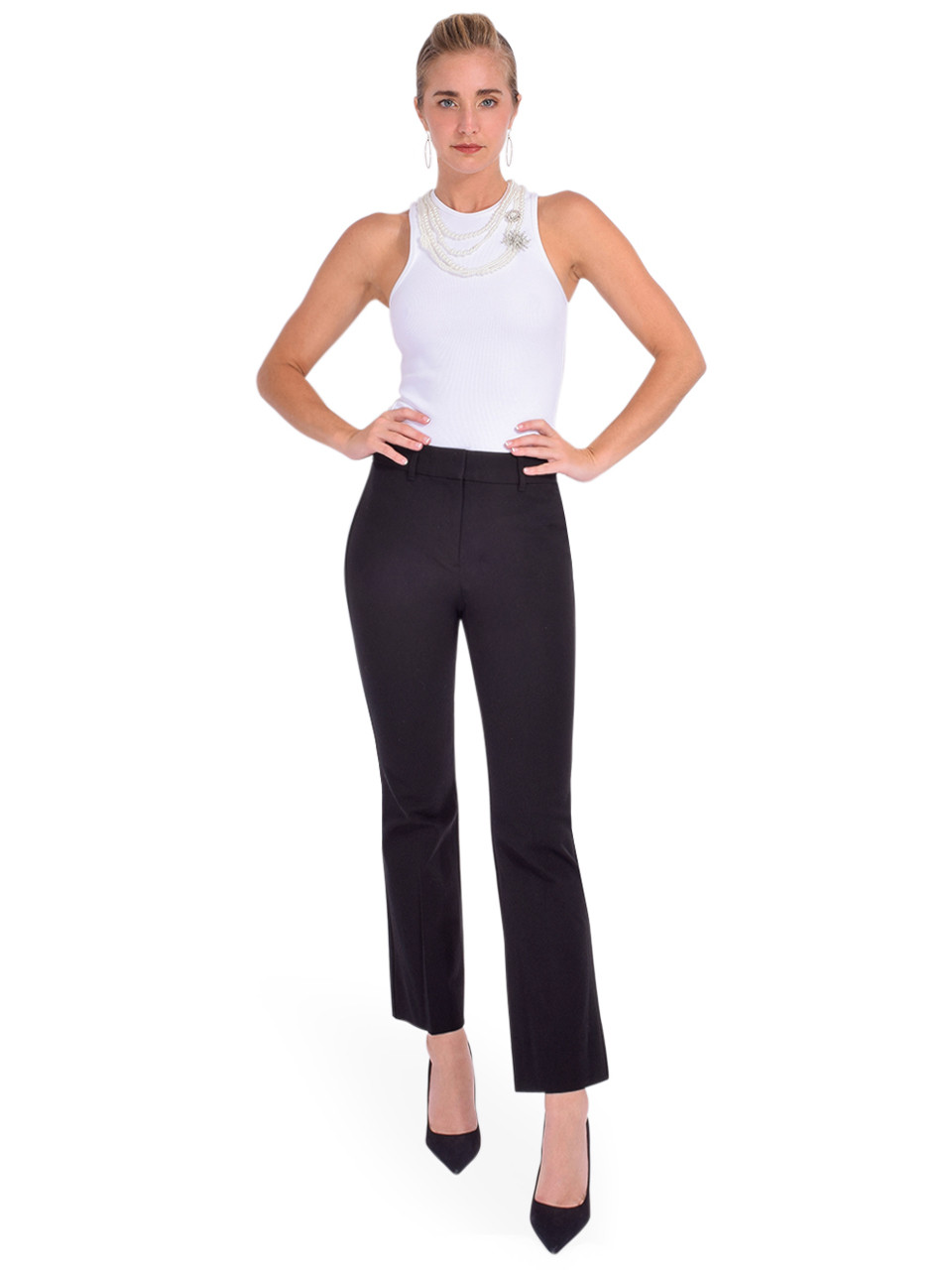 Derek Lam 10 Crosby Cropped Crosby Flare Trouser in Black
