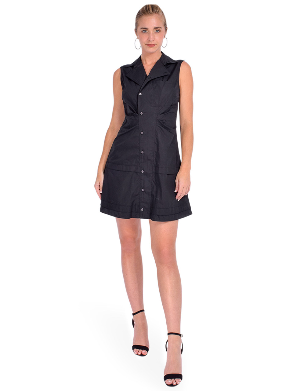 Derek Lam 10 Crosby Satina Sleeveless Shirtdress in Black