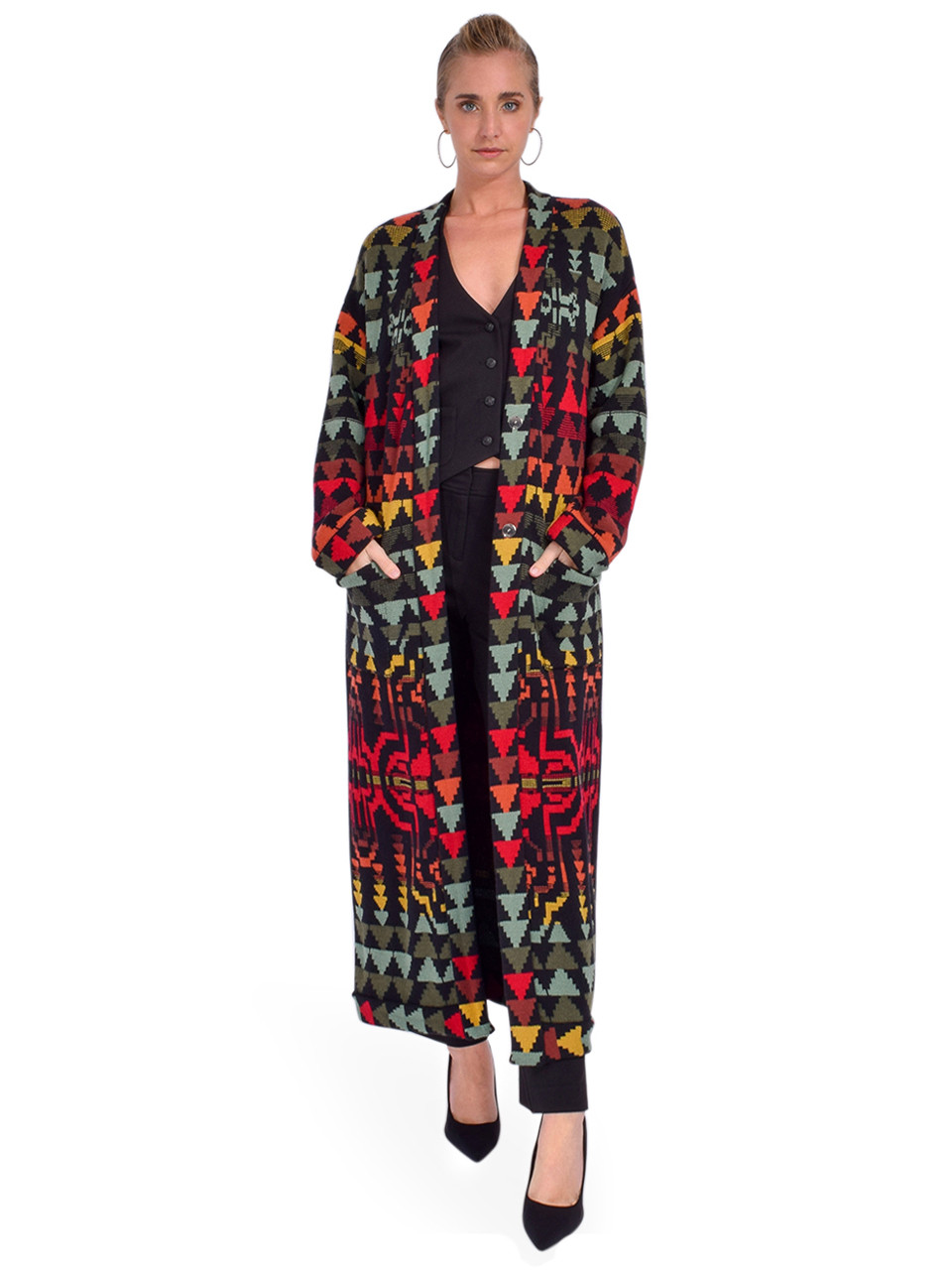 Hayley Menzies Marley Cotton Merino Jacquard Maxi Cardigan